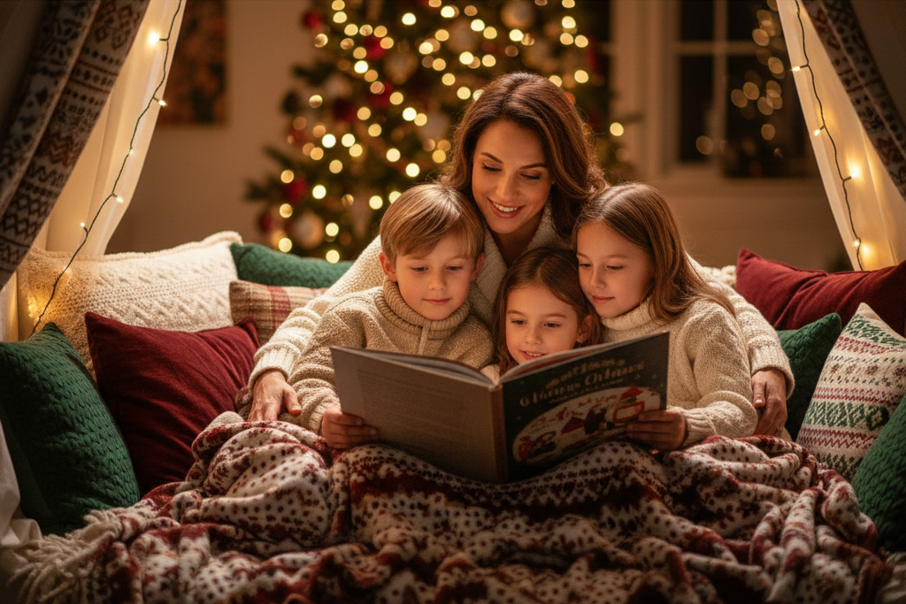 9. Set Up a Cozy Reading Corner With Holiday Books <p> During the hustle and bustle of the holidays, it is easy to forget the simple joy of reading. Create a cozy nook with blankets, pillows, and twinkling lights where children can enjoy holiday-themed stories. Reading together not only fosters a love of books but also provides calm, quality time with your kids. You can pick classics, new seasonal releases, or even let your children choose their favorite stories to keep them interested and involved. </p> :: Gemini