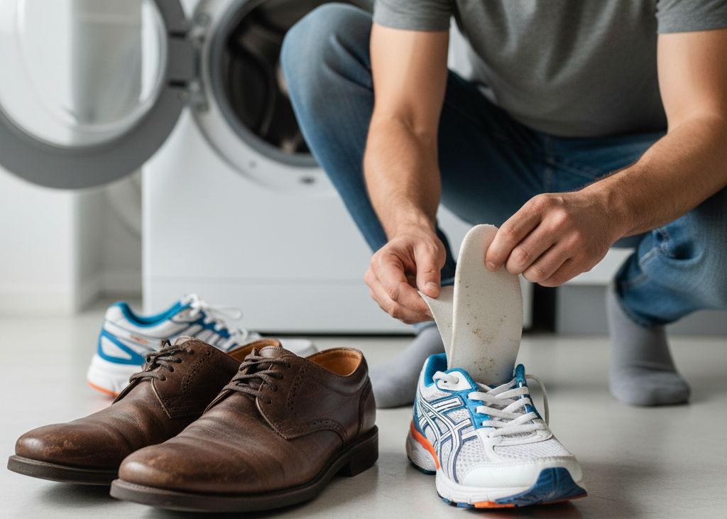 <p> Some sneakers and athletic shoes are washer safe, but leather shoes and those with foam insoles should never go in the machine. Washing can warp the shape, damage the materials, and cause the shoes to fall apart. Hand washing with mild detergent and air drying is the safest way to keep your footwear looking new. </p> :: Gemini