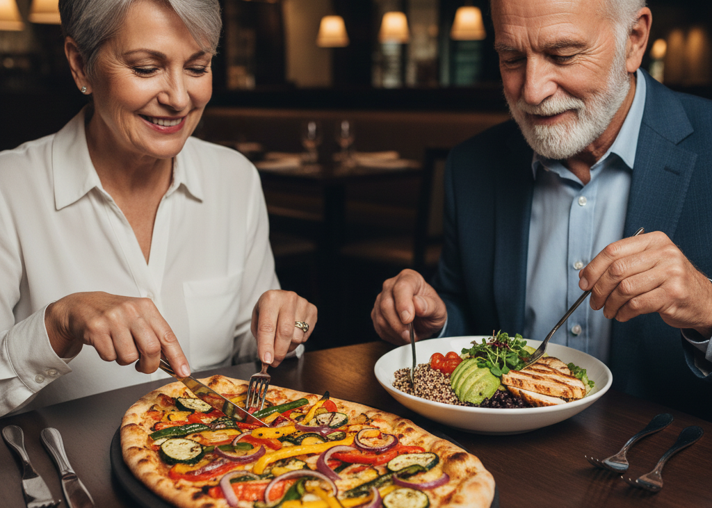 <p> Dining out is a cherished experience for many boomers, and restaurant menus are catching up with the demand for plant forward meals. Instead of serving only salads as the sole vegetable option, restaurants are introducing flavorful dishes such as roasted vegetable flatbreads, pastas with lentils and greens, grain bowls topped with grilled chicken, and hearty vegetable stews. These dishes are satisfying, balanced, and full of textures that make eating out fun without feeling like a compromise. </p> :: Gemini