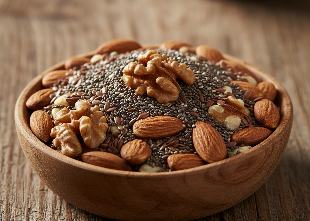 <p> Almonds, walnuts, chia seeds, and flaxseeds are nutrient-dense and anti-inflammatory. Walnuts are particularly high in plant-based omega-3 fatty acids, while chia and flaxseeds add fiber and antioxidants. A small handful as a snack, a sprinkle on cereal, or stirred into yogurt is an easy way to incorporate these powerhouse foods daily. These foods are convenient, versatile, and perfect for busy days when you need a quick, satisfying bite that also supports long-term health. </p> :: Gemini
