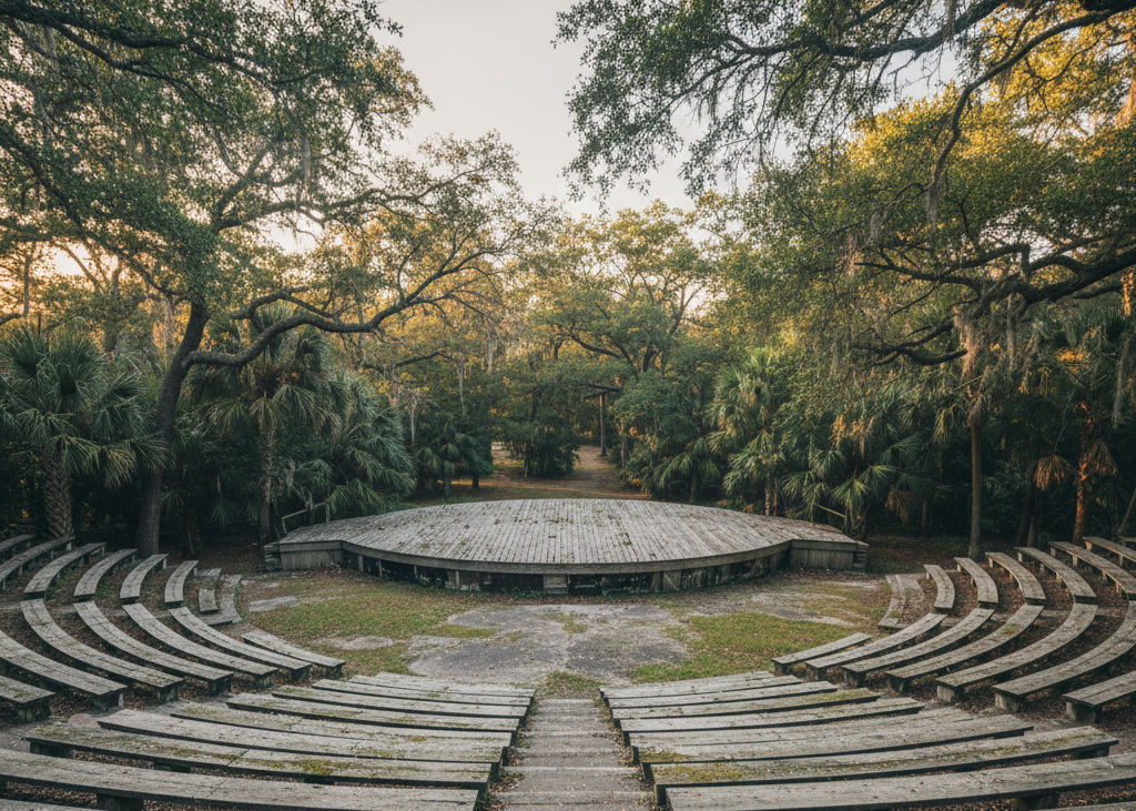 <p> The Jekyll Island Amphitheater once hosted concerts, plays, and cultural events under the stars, attracting locals and tourists to the scenic Georgia coast. For years, it was a cherished space for music and community gatherings. Around 2005, funding issues and shifting interests led to its abandonment. Now, the amphitheater sits empty, with quiet stands and a stage that no longer sees performers. Yet even in its silence, it continues to tell stories of vibrant nights filled with applause, music, and the excitement of live performances. </p> :: Gemini