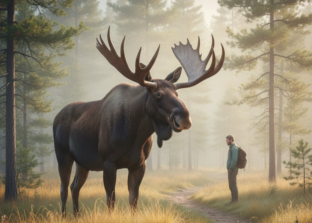 <p> Although moose are vegetarians, they are large, powerful, and unpredictable, especially during mating season or if they feel cornered. Eye contact can be interpreted as a challenge, provoking defensive or aggressive reactions. If you encounter a moose, avert your gaze and move slowly away without turning your back. Maintaining a calm presence and giving moose a wide berth can help you avoid startling them and reduce the risk of a dangerous encounter. </p> :: Gemini