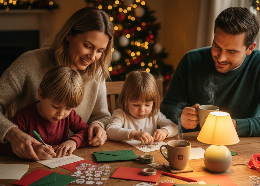 <p> Handwritten cards and letters bring a personal touch to the holidays that store-bought cards cannot match. Gather paper, pens, stickers, and other craft supplies and have each family member create cards for loved ones, friends, or even write letters to Santa if the kids are excited about it. This activity allows everyone to express gratitude and thoughtfulness while giving children a fun, creative project. Sending or delivering these letters can be just as rewarding as creating them, spreading joy beyond your own household. </p> :: Gemini