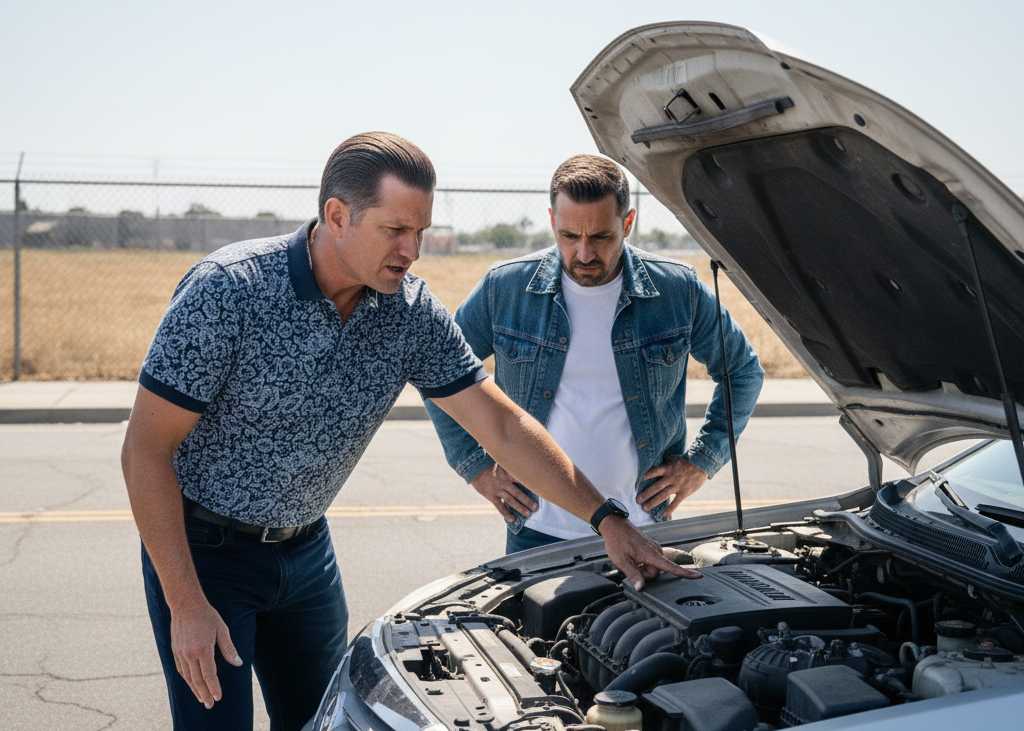 <p> Some scammers create fake issues during test drives to negotiate a lower price. This may involve deliberately causing engine noises or pointing out minor problems as major defects. The goal is to get the seller to reduce the price under false pretenses.

When selling, be cautious about who you allow to take your car for a test drive alone. When buying, pay attention to unusual sounds, smells, or behaviors, and consider having a trusted mechanic present for a thorough check. </p> :: Gemini