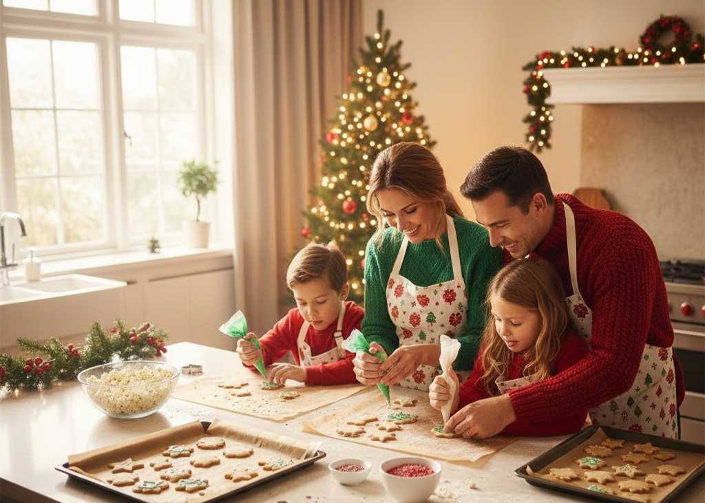 2. Bake and Decorate Holiday Treats Together <p> There is nothing quite like the smell of fresh cookies baking in the oven to signal the start of the holiday season. Baking with your kids is more than just a way to make tasty treats. It is also an opportunity to teach them basic kitchen skills, encourage creativity, and enjoy quality time together. Try gingerbread houses, sugar cookies, or chocolate-dipped pretzels. Don’t worry if the decorations are not perfect. The fun is in the process, and the memories your children create will last far longer than any cookie ever could. </p> :: Gemini