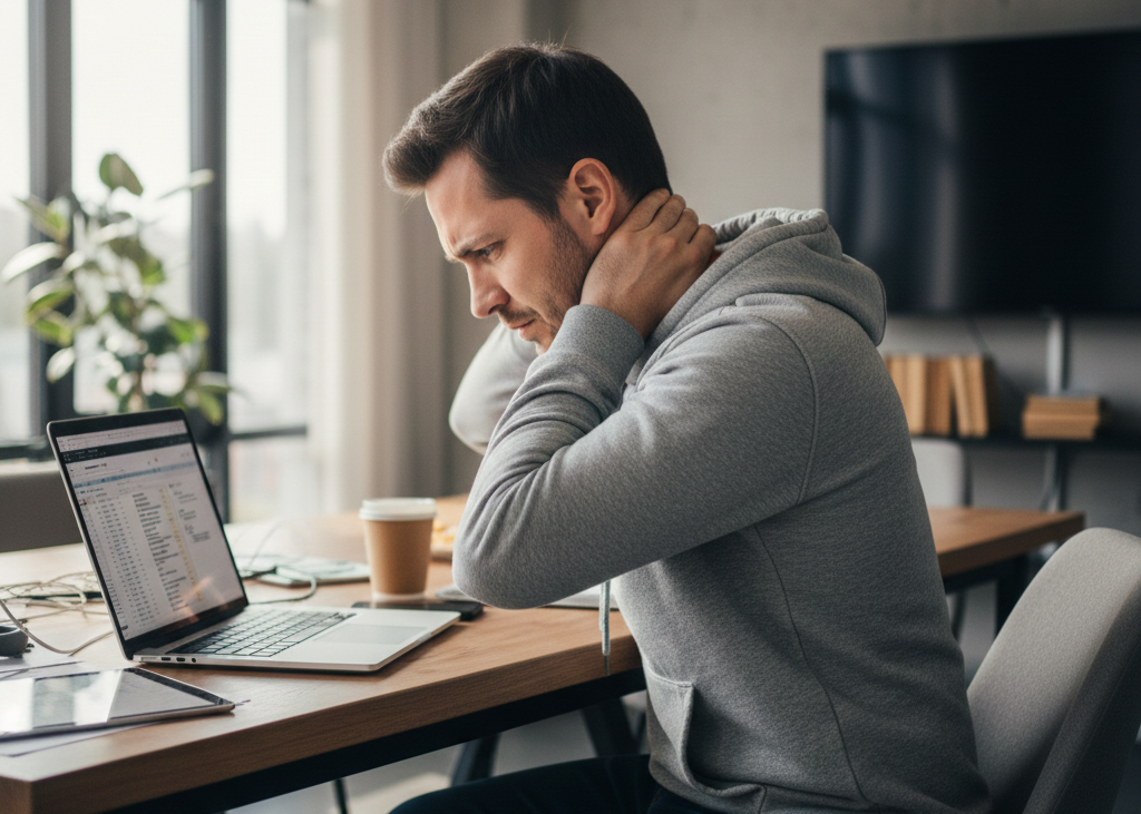 <p> If your neck feels stiff, your shoulders ache, or your back is tense after spending hours on a device, you are not imagining it. “Tech neck” and other posture-related issues are real and increasingly common. Leaning over a laptop or constantly looking down at a phone puts pressure on your spine and muscles, which can lead to discomfort and long-term pain. Standing up, stretching, and adjusting your posture can help, but the best solution is to take regular breaks from screens. Even short periods of walking or gentle stretching can relieve tension and prevent chronic pain from setting in. Think of these moments as little acts of self-care that benefit your body in the long run. </p> :: Gemini