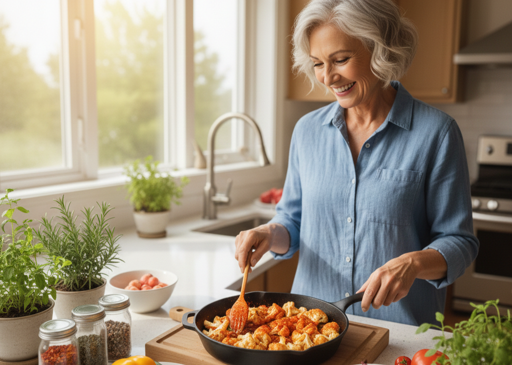 <p> One misconception about plant forward eating is that it is bland or boring, which could not be further from the truth. With the help of herbs, spices, citrus, roasted vegetables, and hearty grains, plant centered meals can be full of flavor and texture. Boomers who love to cook often enjoy the creativity that comes with new ingredients. Imagine roasted cauliflower tossed with paprika and garlic, or a lentil and vegetable soup simmered with thyme and tomato. These meals bring comfort and satisfaction without relying solely on heavy meats or cream based dishes to carry the flavor. </p> :: Gemini