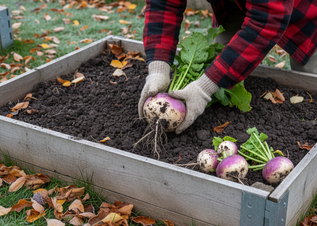 <p> Turnips are fast-growing root vegetables that love cooler weather. Plant them in late summer or early fall, and they will mature quickly enough for a late fall harvest. Turnip greens are peppery and delicious in sautés or soups, while the roots can be roasted, mashed, or added to stews. They are ideal for smaller garden spaces because they do not require much room to grow. </p> :: Gemini