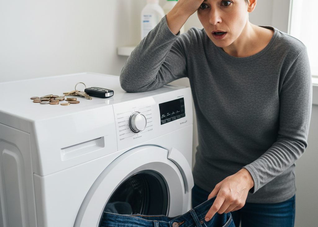 <p> It happens to everyone. You toss your laundry in the washer without checking pockets and suddenly a coin or key has made a trip around the drum. These objects can scratch the machine, damage clothing, or clog filters. Take a moment to check pockets before each load, and you will save yourself from unexpected repairs. </p> :: Gemini