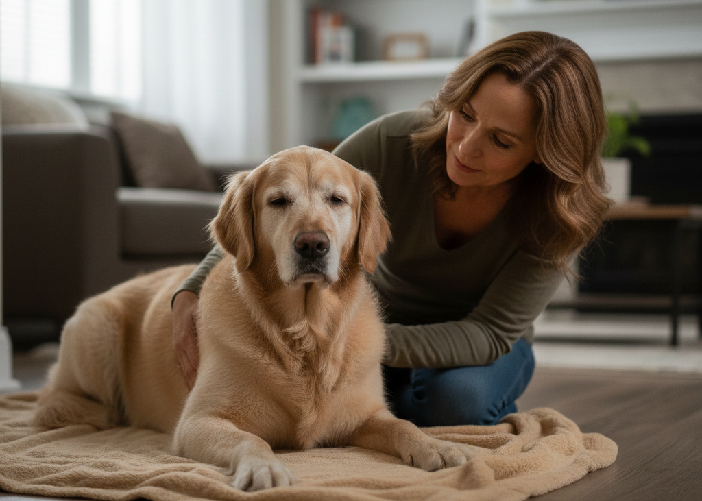 <p> Incontinence can occur as muscle strength diminishes. Even well-trained dogs may have accidents inside the home. This is often a physical response to weakening muscles and organ function rather than a behavioral choice.

Protect bedding and flooring with washable pads, and gently clean your dog to ensure comfort. Handling accidents with patience and compassion helps your dog maintain dignity during this vulnerable stage. </p> :: Gemini