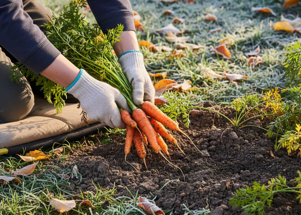 <p> Cool temperatures are great for carrots. Plant them in late summer or early fall and they will sweeten as the weather turns chilly. Loose, well-drained soil allows roots to grow straight and tender. You can harvest small, baby carrots for snacking or let them grow to full size for roasting and soups. Carrots often survive light frost, making them a reliable choice for a winter garden. </p> :: Gemini
