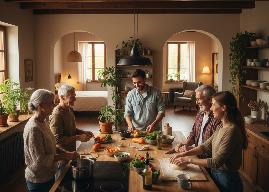 <p> Some micro-communities are designed for multi-generational living, where grandparents, parents, and children share responsibilities while maintaining private spaces. This approach offers both practical and emotional support, reshaping traditional notions of family, home, and aging. These communities nurture strong family bonds and teach shared responsibility in ways that modern life often overlooks. </p> :: Gemini