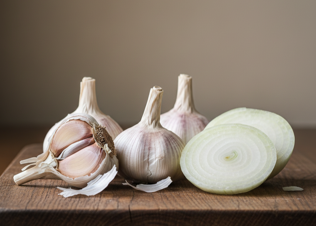 <p> Garlic and onions may seem ordinary, but they are among the most powerful prebiotic foods available. They contain inulin and fructooligosaccharides, fibers that specifically nourish beneficial bacteria such as Bifidobacteria. These microbes help regulate digestion and support immune function.

Because garlic and onions are used in so many savory dishes, they are easy to include daily without extra effort. Add them to soups, stir-fries, sauces, roasted vegetables, or marinades. Even small amounts provide valuable fuel for your gut microbes. </p> :: Gemini