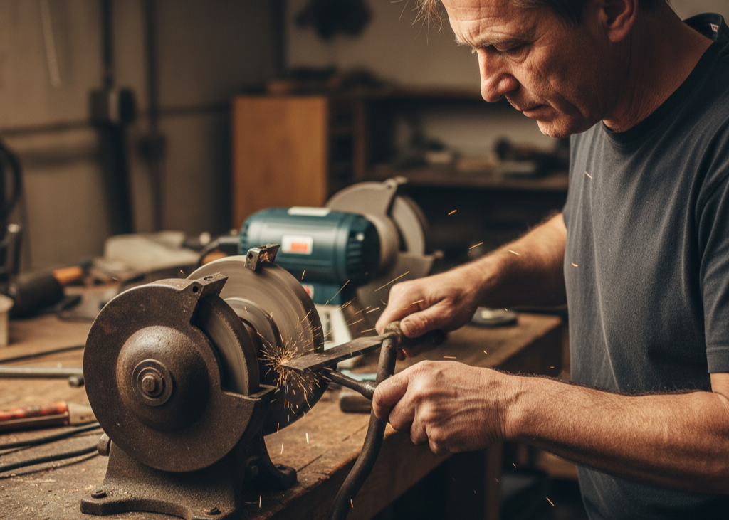 6. Old-School Manual Grinder <p> Before electric bench grinders and cordless sharpening tools became common, garages relied on hand-crank grinders. Sharpening knives, chisels, or axes required patience, steady hands, and consistent pressure. The result could be uneven if not done carefully, and it often took far longer than modern tools would require. Powered grinders have changed everything. They provide uniform edges, work faster, and spare your arms from tiring quickly. The manual grinder is now mostly a historical piece, appealing to collectors or those who enjoy traditional craftsmanship. Some people still use them for small, precise jobs, but they are rarely part of the everyday toolkit in modern garages. If you own one, it is worth keeping as a nostalgic reminder of the old ways, but don’t expect to reach for it often. </p> :: Gemini