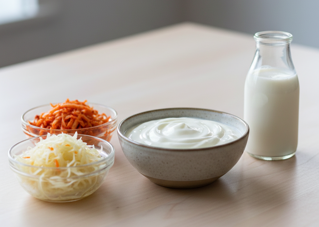 <p> Fermented foods introduce live beneficial bacteria directly into your digestive system. Yogurt with live cultures, kefir, kimchi, sauerkraut, miso, and other fermented foods help increase microbial diversity, which is a key marker of gut health.

These foods can improve digestion, strengthen the immune system, and support the gut barrier that protects against harmful pathogens. You do not need large portions to see benefits. Even a few spoonfuls of sauerkraut with dinner or a daily serving of yogurt can make a meaningful difference over time. </p> :: Gemini