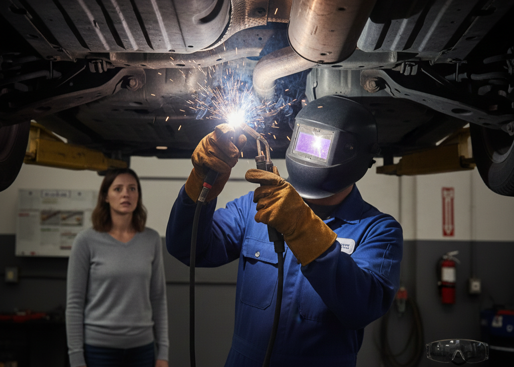 <p> Exhaust repairs may seem like a good DIY project, but welding exhaust pipes can be dangerous. Working in tight spaces with rusted parts, high heat, and toxic fumes is risky. A poorly welded exhaust can leak carbon monoxide into your cabin, creating a severe health hazard. Mechanics have the right equipment and experience to perform exhaust work safely and effectively, protecting both the vehicle and your well-being. </p> :: Gemini