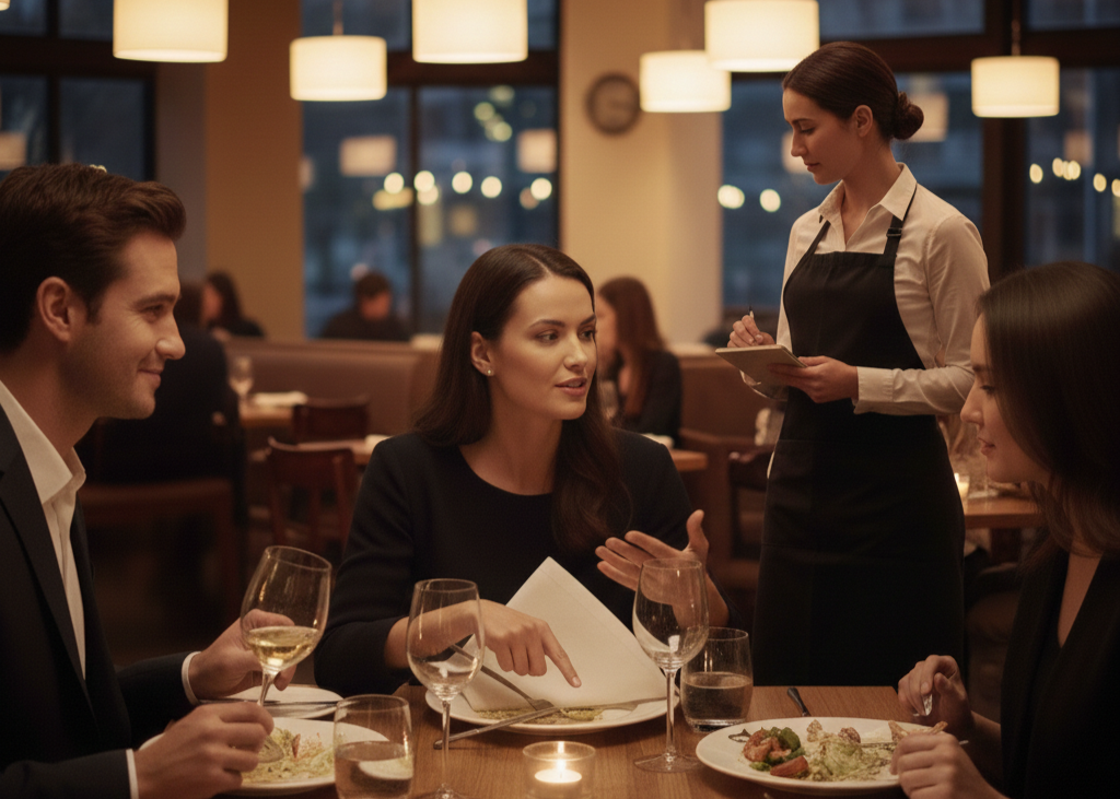 7. Handling Mistakes Gracefully <p> Every restaurant makes mistakes. The food might arrive cold, an order may be incorrect, or a request may be forgotten. How you respond reveals a great deal.
Calmly explaining the issue and politely asking for a correction shows maturity and confidence. Making a scene, showing visible irritation, or embarrassing the server often signals insecurity or lack of experience. Grace under minor inconvenience is one of the strongest indicators of social confidence. </p> :: Gemini