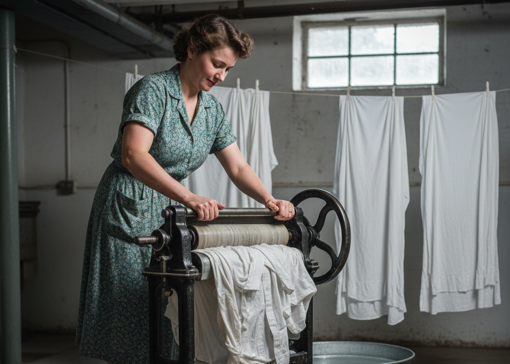 <p> Even after washing machines became common, many models lacked spin cycles. Clothes often needed a hand wash followed by careful passage through a wringer to remove excess water. It was back-breaking work, but there was satisfaction in seeing the wrung garments ready to hang. This chore may seem labor-intensive now, but it was a normal part of life that taught Boomers diligence and resilience. </p> :: Gemini