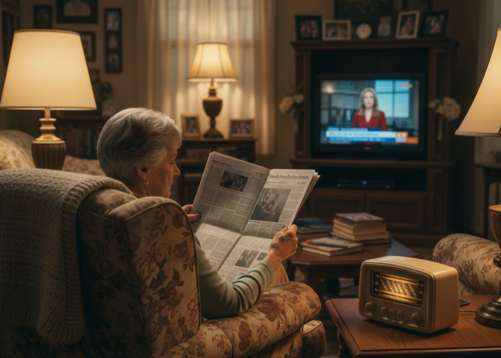 <p> While younger generations scroll through social media feeds or binge online content, many boomers still turn to traditional media for news. They trust newspapers, network television news, and radio stations that have long been established. This preference isn’t about resisting technology; it’s about valuing depth, credibility, and reliability in reporting.

Traditional media provides context, thorough analysis, and a sense of authority that short-form online content often lacks. Reading a printed newspaper with morning coffee, listening to the evening news on the radio, or watching nightly news shows has become a comforting ritual. It is a way to stay informed and connected with the world without being overwhelmed by the constant flow of information online. This habit illustrates why boomers often have a well-rounded understanding of current events, even in the age of rapid digital news cycles. </p> :: Gemini