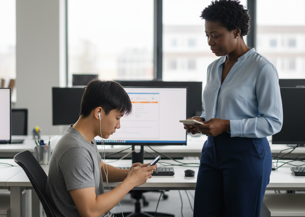 1. Over-Reliance on Digital Communication <p> Many managers say Gen Z leans too heavily on texting, instant messaging, and quick app-based communication. While these tools are efficient, problems arise when important conversations are reduced to a few short lines on a screen. Tone gets lost, urgency is misunderstood, and accountability becomes fuzzy.
For Baby Boomers, a phone call or face-to-face conversation shows respect and seriousness. When younger workers avoid those interactions, it can come across as evasive or unprofessional, even if that is not the intention. Employers often say this habit leads to miscommunication that could have been easily avoided. </p> :: Gemini