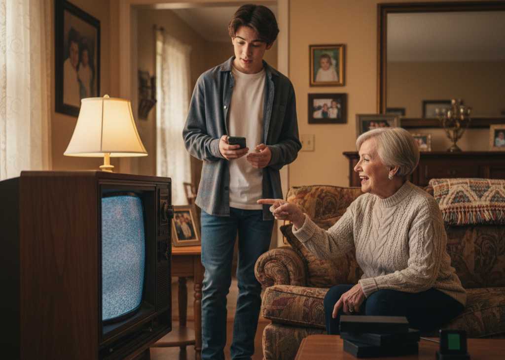 <p> “Boob tube” is a fun nickname for a television, blending the slang for a fool with the tube technology of older TVs. Boomers often used the phrase to joke about spending too much time watching television, warning that hours of “boob tube” could rot your brain. For Gen Z, who grew up on streaming services and smartphones, the phrase feels almost mythical, like a word frozen in a pre-digital era. Using it today is a humorous nod to a simpler time when families gathered around a big box in the living room to watch shows together. </p> :: Gemini