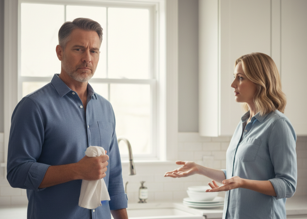10. Can You Help More Around the House Without Being Asked? <p> This is one of the most practical questions and one of the most emotionally charged. For some husbands, it triggers defensiveness because it feels like a critique of effort rather than a request for help.
The fear often comes from unclear expectations. Many men genuinely want to help but do not always see tasks the same way their wives do. Clear communication about needs and shared responsibility usually leads to less tension and more teamwork. </p> :: Gemini