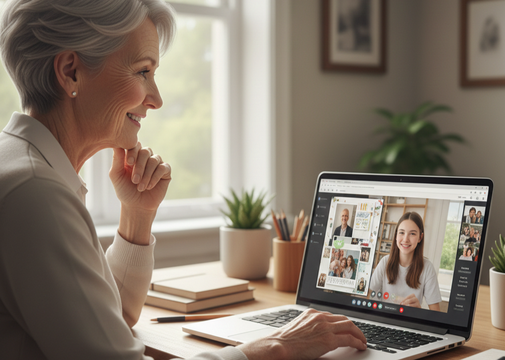 <p> Shared projects provide a sense of accomplishment and a tangible result that keeps the connection alive even after the session ends. You can co-write a story by sending drafts back and forth via email, work together on a digital scrapbook using tools like Canva, or even create a family playlist with your favorite songs. Another idea is to build a digital family tree, encouraging your grandkids to research and add information about relatives, stories, or photos. These projects give your conversations purpose, foster teamwork, and provide an opportunity for your grandchildren to express their creativity while strengthening their bond with you. </p> :: Gemini