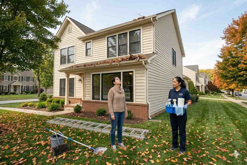 <p> It might seem like a natural extension of house cleaning, but gutter cleaning is considered exterior maintenance. It involves climbing ladders and removing leaves, debris, and sometimes standing water. Because of the fall risk involved, professional house cleaners generally do not offer this service. A handyman or exterior maintenance company is a better choice for keeping your gutters clear. </p> :: Gemini