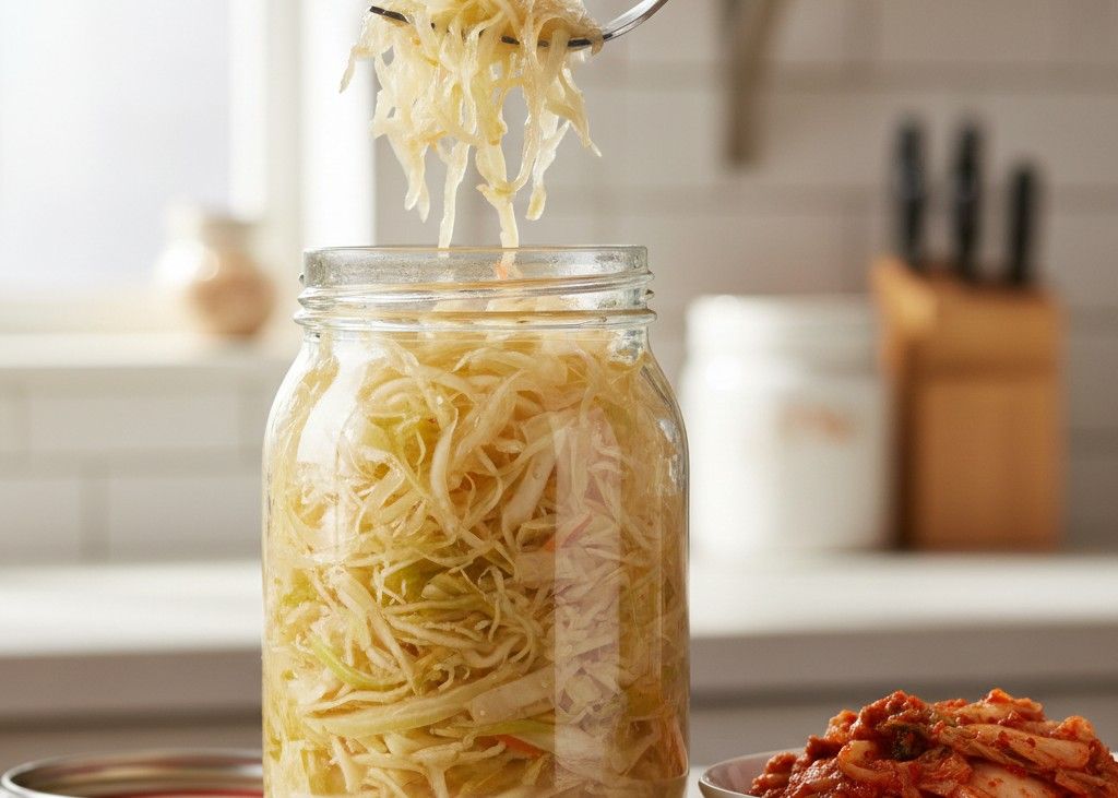 15. Sauerkraut and Other Fermented Vegetables <p> Fermented vegetables like sauerkraut and kimchi deliver both fiber and live beneficial bacteria. These probiotics help maintain a balanced gut environment, which can improve digestion and reduce occasional constipation. A small serving alongside sandwiches, grain bowls, or grilled meats can add tangy flavor and functional benefits. Look for refrigerated varieties that list live cultures on the label for maximum impact. </p> :: Gemini