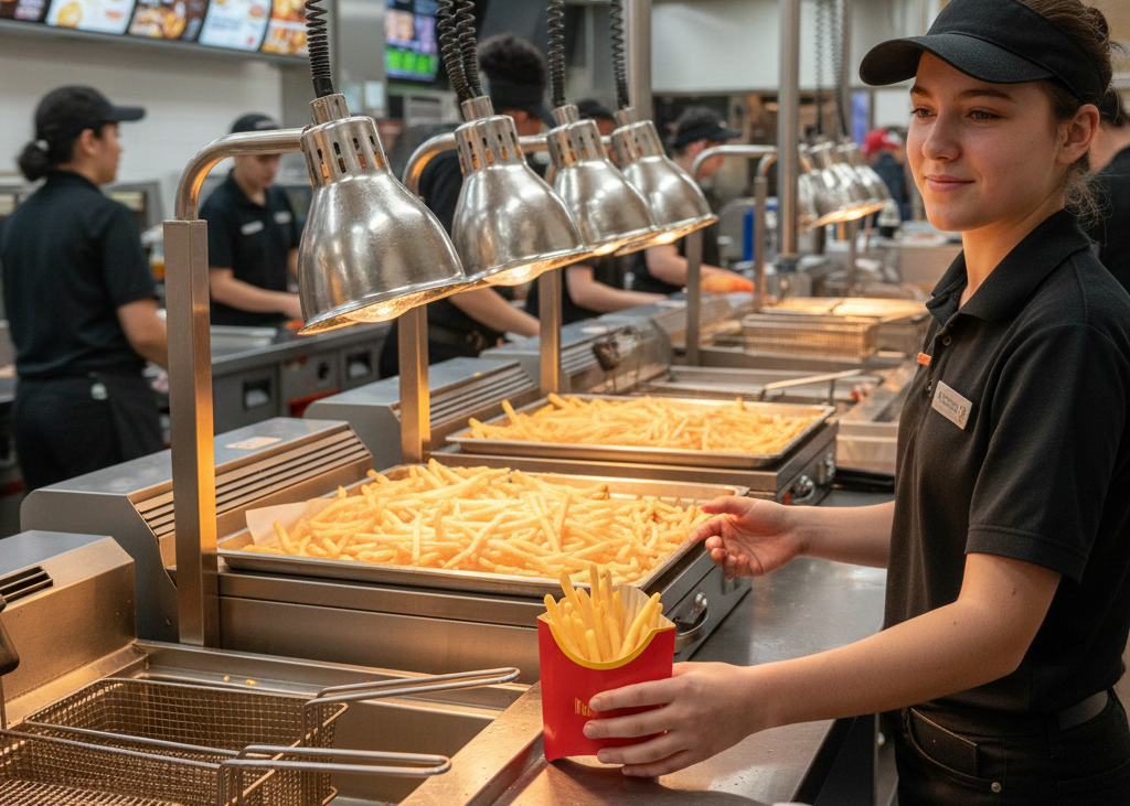 <p> It may seem simple: ask for “fresh fries,” and you’ll get a crisp, hot side. But employees report that this doesn’t always work as intended. In some restaurants, fries are cooked in batches and kept under heat lamps, and requesting fresh fries can create confusion without guaranteeing a better result. Sometimes the batch you receive is the same as the one sitting under the warmer. To ensure quality, employees recommend sticking to standard fries or choosing sides that turn over quickly, which gives you a better chance of hot, crispy fries without any hassle. </p> :: Gemini