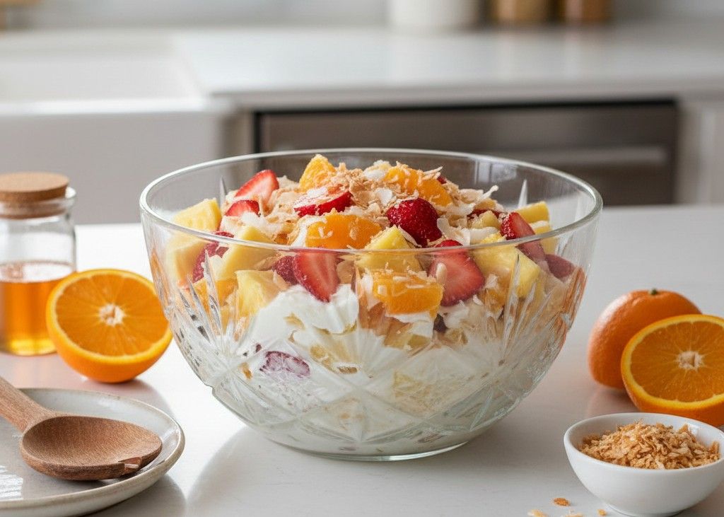 2. Ambrosia Salad With a Fresh and Lighter Touch <p> Ambrosia salad has long been associated with holidays, potlucks, and family celebrations. Its mix of fruit and creamy dressing made it feel indulgent, but also a little too sweet for everyday eating. The modern version keeps the charm while dialing back the sugar.
Fresh fruit now takes center stage, replacing canned varieties packed in syrup. Greek yogurt or lightly whipped cottage cheese can be used in place of heavy creams, adding protein and reducing added sugars. A drizzle of honey or a splash of citrus juice provides just enough sweetness without overpowering the dish. This updated ambrosia feels refreshing rather than cloying, making it suitable not just for special occasions, but also as a light dessert or snack. </p> :: Gemini