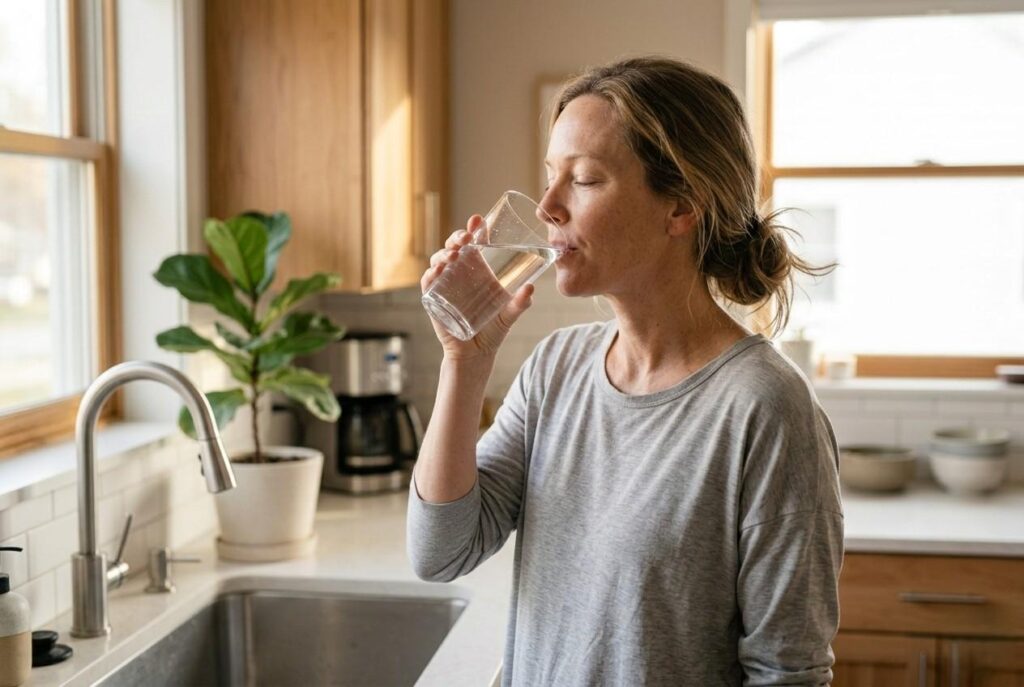 <p> When you sleep, your body continues to work, using energy and losing fluids through breathing, sweat, and even tiny amounts of evaporation from your skin. By the time your alarm goes off, you may already be slightly dehydrated. Drinking a glass of water immediately after waking replenishes these fluids, giving your cells and organs the hydration they need to function properly. You may notice less grogginess, reduced dry mouth, and even a smaller chance of waking up with a headache. This simple act is like turning on the lights in a dark room; suddenly everything feels more alert and ready for action. </p> :: Gemini