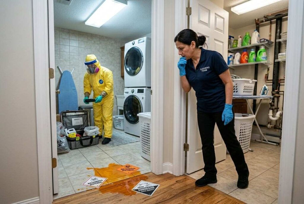 <p> Anything involving bodily fluids, chemical spills, or hazardous waste falls outside the scope of regular cleaning services. These situations require specialized training, protective equipment, and proper disposal procedures. Attempting to handle biohazard cleanup without proper certification can be dangerous, which is why reputable cleaning companies will decline these jobs. </p> :: Gemini