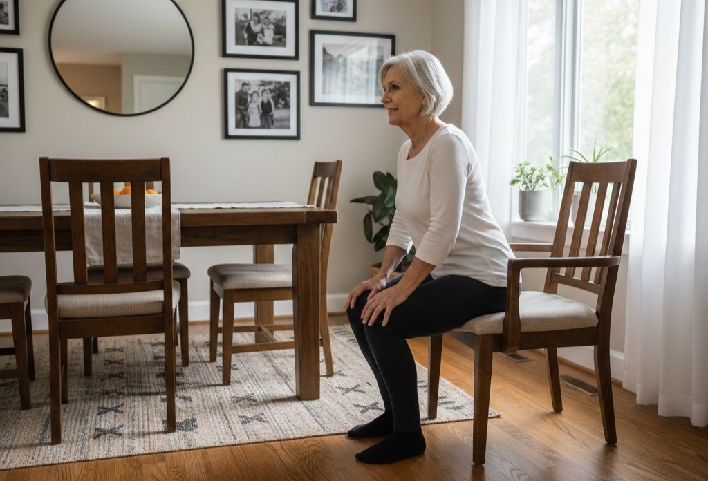 <p> The sit-to-stand is one of the most practical exercises you can do because it replicates an everyday movement: standing up from a chair. To perform this exercise, sit on a sturdy chair with your feet flat on the floor and hip-width apart. Lean slightly forward, engage your core, and push through your heels to stand up slowly. Then sit back down with control, resisting the urge to plop.

This simple move strengthens your legs, hips, and core — all crucial muscles for maintaining mobility and independence. Over time, you will notice that getting out of a chair, car, or bed becomes easier and less tiring. For added challenge, you can fold your arms across your chest or hold a light weight, but even the basic version is highly effective. It may seem simple, but the sit-to-stand is a powerhouse exercise that can make a real difference in your daily life. </p> :: Gemini