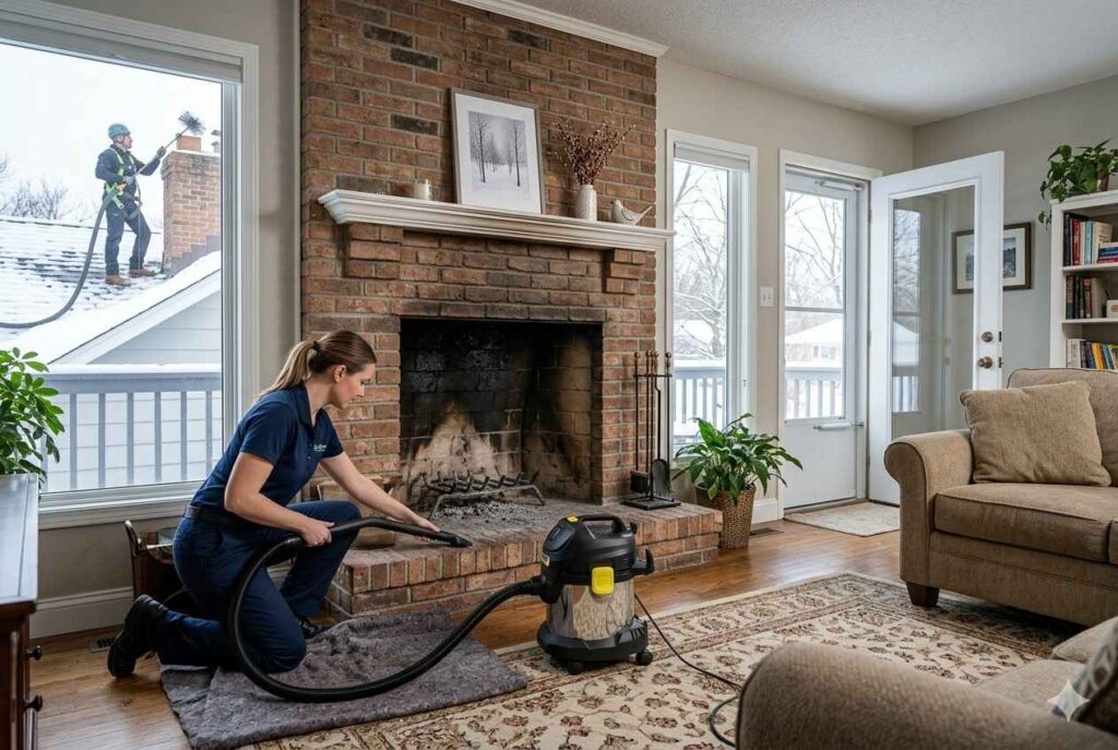 <p> Cleaners may dust the mantel and vacuum loose ashes around the hearth, but they will not climb into your chimney. Chimney cleaning involves removing creosote buildup and inspecting for blockages, which requires specific tools and safety training. A neglected chimney can become a fire hazard, so this is one job that truly belongs to a licensed chimney sweep rather than a general cleaning service. </p> :: Gemini