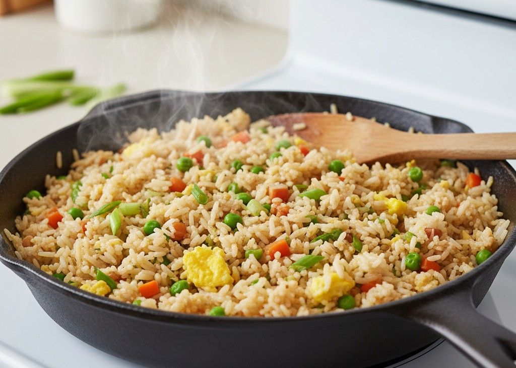 4. Veggie-Loaded Fried Rice <p> Fried rice is practically designed for budget cooking. It thrives on leftovers. Cold rice from last night, a couple of eggs, and a handful of frozen vegetables are all you need to start. Scramble the eggs in a hot skillet, add the vegetables, then stir in the rice with soy sauce and a drizzle of sesame oil if you have it. In less than fifteen minutes, you have a complete meal that feels intentional rather than thrown together. Leftover chicken or pork can easily be mixed in, making this a smart way to reduce food waste. </p> :: Gemini