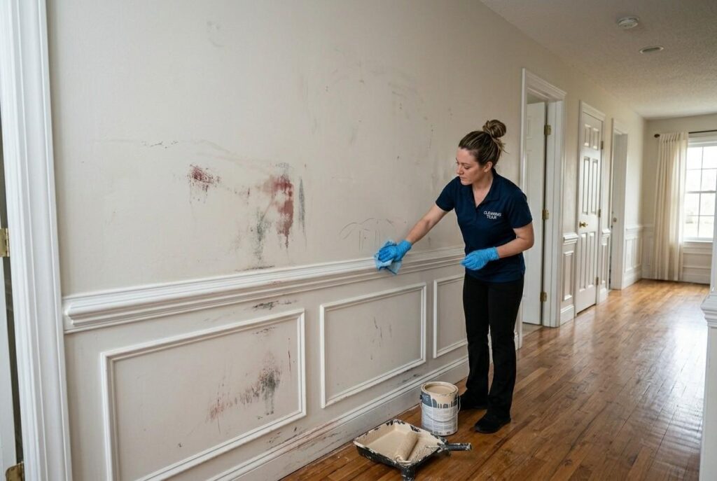 <p> Spot cleaning small marks on walls might happen during a deep clean, but washing entire walls is not typically included. Full wall washing can affect paint finishes and requires extra time and effort. Likewise, professional cleaners do not handle paint touch ups or repairs. If your walls need more than light maintenance, you may need a handyman or painter instead. </p> :: Gemini