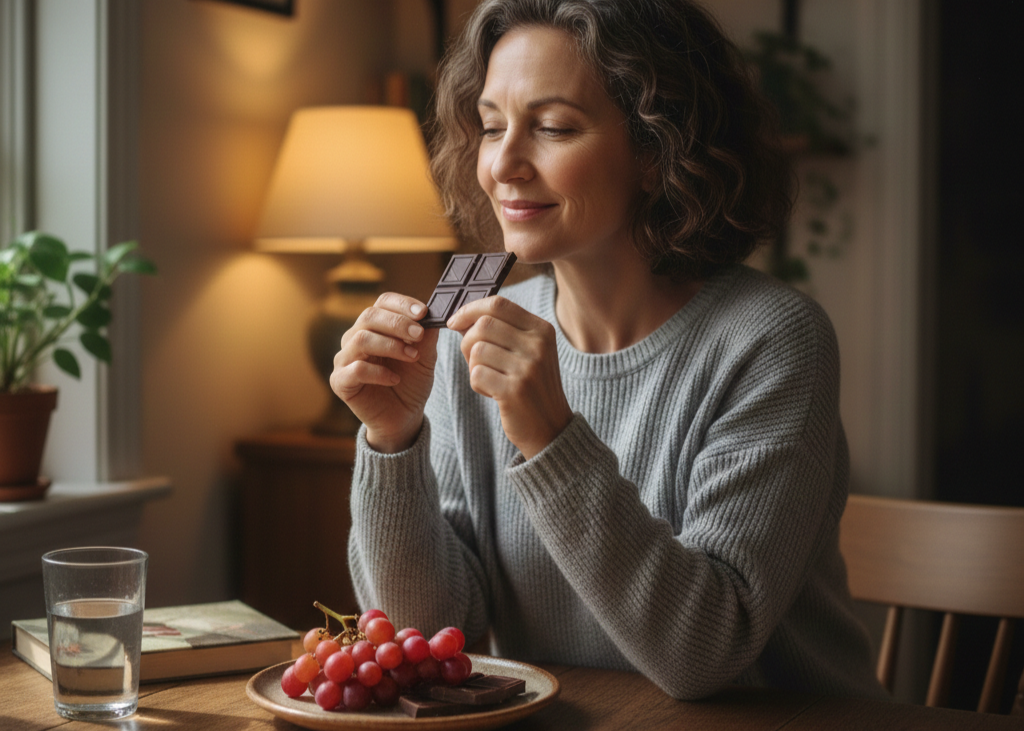 <p> Some indulgent foods can also support cellular health. Red grapes, especially with the skin, and high-cocoa dark chocolate contain compounds like resveratrol and polyphenols. These compounds support cellular health, reduce inflammation, and may improve mitochondrial function, which is responsible for energy production in your cells. Moderation is key, of course. Choose dark chocolate with at least 70 percent cocoa, and enjoy it alongside nuts or Greek yogurt. Red grapes can be eaten fresh, frozen, or tossed into salads. Including these foods occasionally allows you to enjoy the pleasure of a sweet treat while still supporting your body at the cellular level. </p> :: Gemini