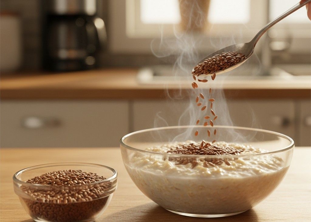 7. Flaxseeds <p> Ground flaxseeds offer a powerful combination of soluble and insoluble fiber. Soluble fiber helps soften stool, while insoluble fiber adds bulk and speeds up transit time. For best results, choose ground flaxseed instead of whole seeds, which can pass through the body undigested. Stir a tablespoon into oatmeal, pancake batter, or smoothies. Flaxseeds also provide heart healthy omega 3 fatty acids, making them a smart addition beyond digestive health. </p> :: Gemini