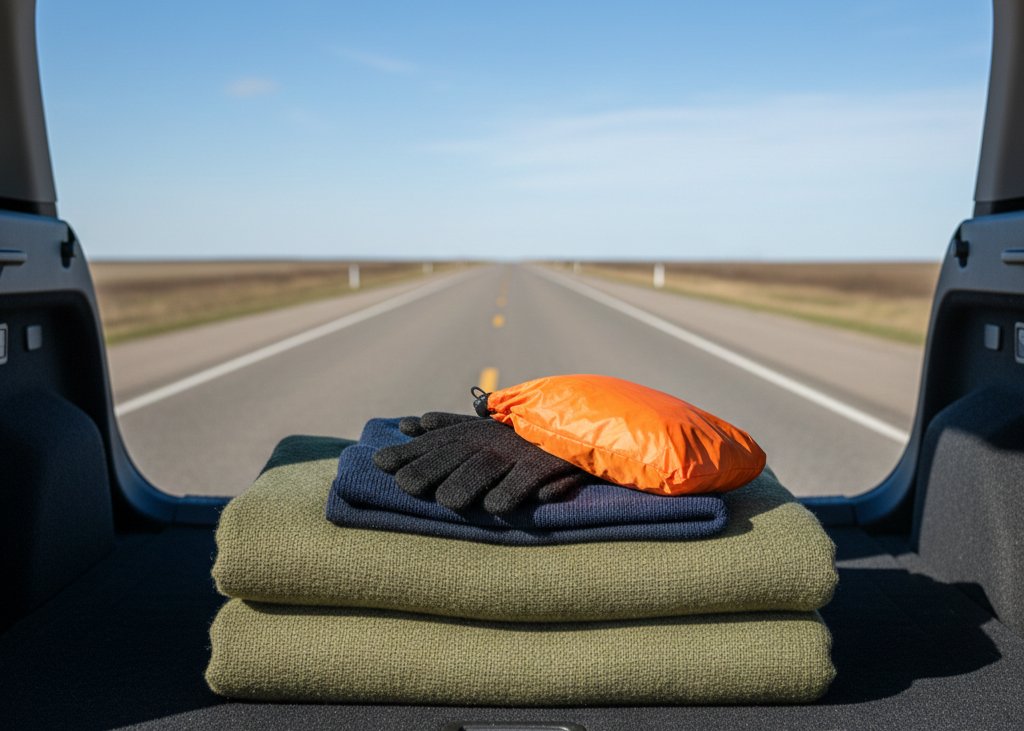 8. Warm Layers, Blanket, and Rain Gear <p> Weather is unpredictable, and being prepared for it can mean the difference between comfort and danger. Keep a warm blanket, hats, gloves, and extra socks in your car, especially if you live in colder climates. A lightweight rain poncho or waterproof jacket will keep you dry during unexpected storms. Being able to stay warm and dry while waiting for help is essential, and a few simple items in your kit can make a huge difference in your overall safety and comfort. </p> :: Gemini