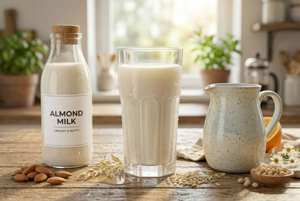 6. Plant-Based Milks: Alternatives With Nutrition <p> Plant-based milks such as almond, soy, and oat milk have become popular alternatives for those avoiding dairy. Fortified plant-based milks can provide calcium and vitamin D similar to cow’s milk. Soy milk also offers a decent amount of protein, while oat milk is often higher in calories but adds fiber. Check nutrition labels carefully, as the nutrient content can vary widely depending on the brand and whether sugar has been added. Choosing unsweetened versions can help you enjoy the benefits without extra calories. </p> :: Gemini
