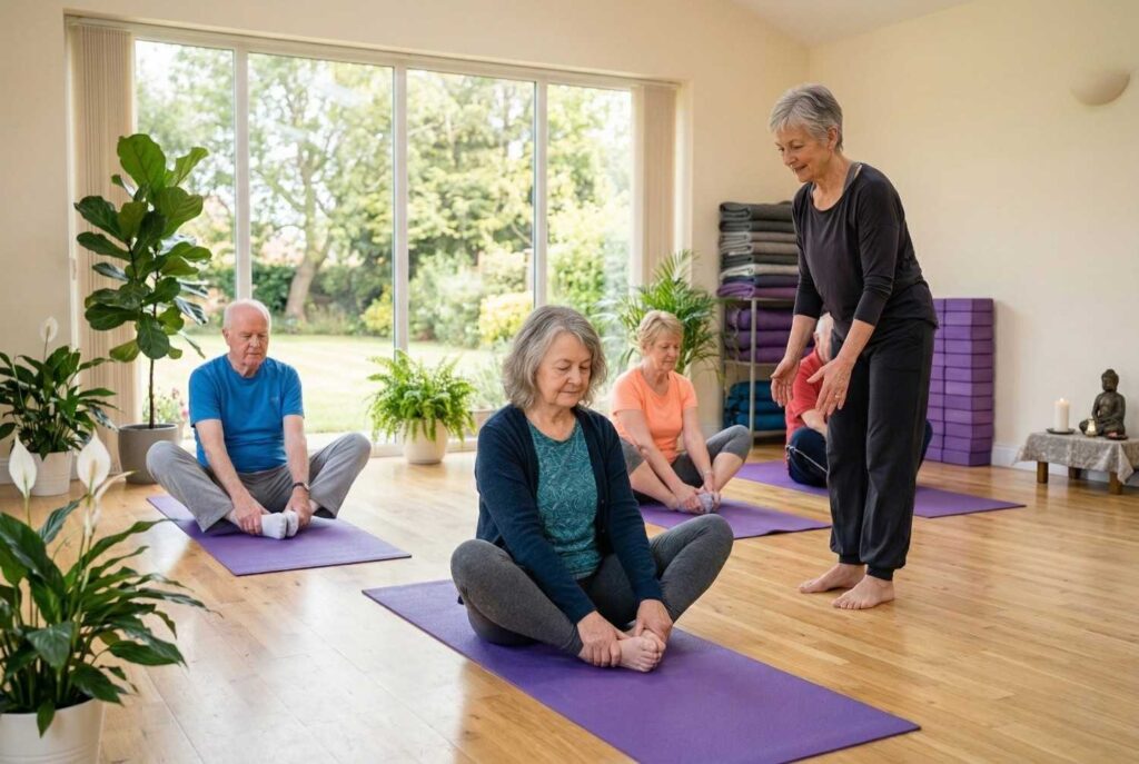 <p> Gentle yoga focuses on stretching, controlled breathing, and mindful movement. It can ease stiffness, improve flexibility, and promote relaxation. For adults over 60, yoga also supports joint mobility and posture. You do not need to twist yourself into complicated poses. Many beginner classes emphasize safe, accessible movements with props like blocks or straps. Regular practice can help you feel looser in the morning and more relaxed at night. It is as much about mental well being as it is about physical strength. </p> :: Gemini