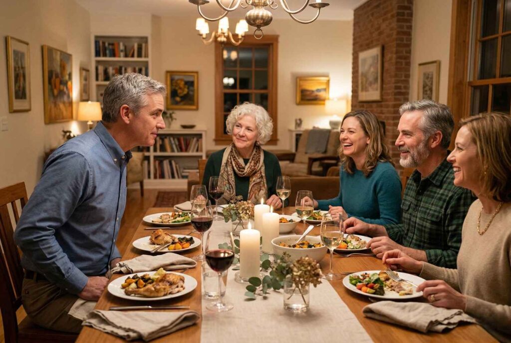 <p> If you are at someone else’s home, especially for a dinner party, it is polite to make eye contact with the host when you excuse yourself. You do not need a grand announcement. A simple nod and quiet “Excuse me” directed toward them shows appreciation for their hospitality. If you are leaving for the evening, always thank the host before walking out the door. Gratitude leaves a lasting impression. </p> :: Gemini