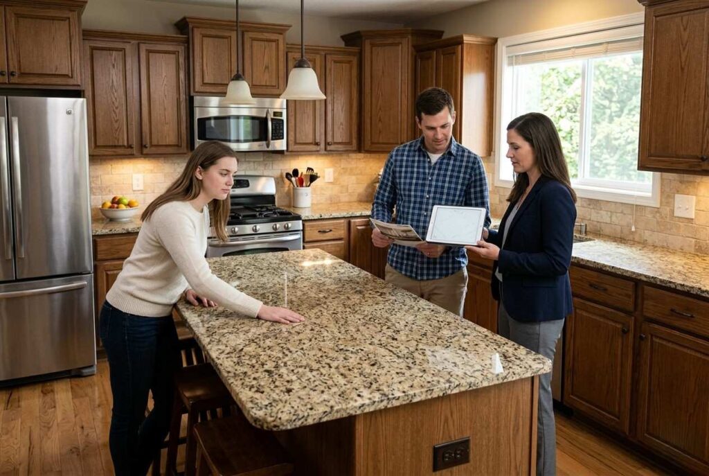 <p> Granite countertops dominated kitchens for decades, often seen as a symbol of sophistication and long-term value. However, bold patterns and busy speckles that once wowed buyers can now feel dated. Many buyers prefer clean-lined surfaces made of quartz or other low-maintenance materials that are more consistent in color and texture. Quartz, in particular, is highly durable, easy to maintain, and available in a wide variety of shades that can match nearly any décor style. Buyers are seeking simplicity and versatility over a countertop that might limit their aesthetic choices. </p> :: Gemini