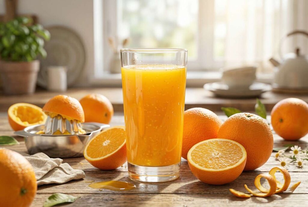 4. 100 Percent Fruit Juice: Nutrients in a Glass <p> Fruit juices like orange or apple juice are packed with vitamins and minerals, especially vitamin C and potassium. However, they can be high in natural sugars and calories, often ranging from 110 to 170 calories per 12-ounce glass. Unlike whole fruit, juice lacks fiber, which means it can cause a rapid spike in blood sugar. To enjoy the benefits without overdoing sugar, limit your intake to a small glass with breakfast or blend juice with water for a lighter option. </p> :: Gemini