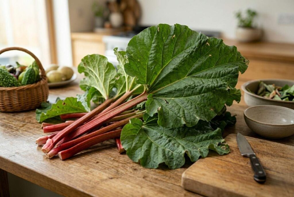 <p> Rhubarb is famous for its tart stalks in pies and jams, but the leaves are extremely toxic. Rhubarb leaves contain high levels of oxalic acid, which can cause kidney damage, digestive upset, and neurological symptoms if ingested. The stalks themselves are perfectly safe and delicious when cooked. Always remember to discard the leaves completely, and never use them as garnish or compost if children or pets might accidentally ingest them. Cooking rhubarb stalks brings out their natural sweetness and transforms them into a safe and tasty ingredient. </p> :: Gemini