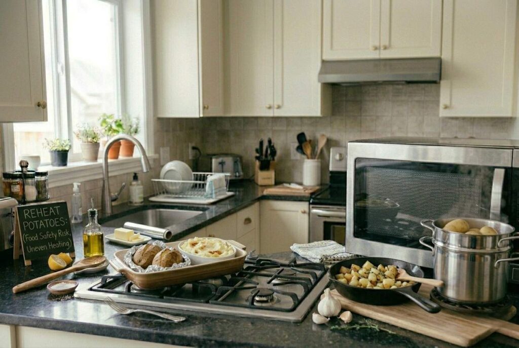 <p> Leftover potatoes, including mashed or baked varieties, pose a hidden risk. If they are left at room temperature for too long, bacteria such as Clostridium botulinum can grow. Microwaving does not reliably kill these bacteria, and uneven heating may leave cold spots where harmful spores survive. This is especially true when potatoes have been wrapped in foil, which can create a low-oxygen environment where dangerous bacteria thrive unnoticed. What seems like a harmless side dish can quickly become a food safety issue if leftovers are forgotten on the counter for several hours. To be safe, refrigerate cooked potatoes promptly and reheat them using an oven or steam method to ensure even cooking. </p> :: Gemini