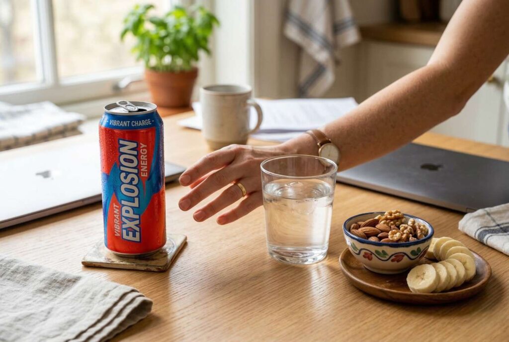 <p> Energy drinks often contain high levels of caffeine, sugar, sodium, and other additives. For kidneys, this combination can be a heavy workload, increasing blood pressure and putting stress on kidney function. If you need a boost, water or a light snack is a safer choice. Remember, dehydration itself can make you feel tired, so a quick glass of water might be all you need. </p> :: Gemini