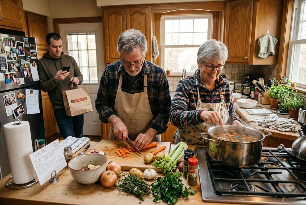 <p> For many boomer households, cooking at home was not a special hobby. It was simply how life worked. Eating out was usually reserved for birthdays or special occasions, while most meals came from the kitchen at home. That simple routine saved families a lot of money and often resulted in healthier meals. Research and lifestyle experts still point out that cooking at home reduces spending on restaurant meals and processed foods while giving people better control over ingredients and portion sizes.

In today’s world of delivery apps and convenience food, returning to even a few home cooked meals each week can make a noticeable difference in both your budget and your health. </p> :: Gemini