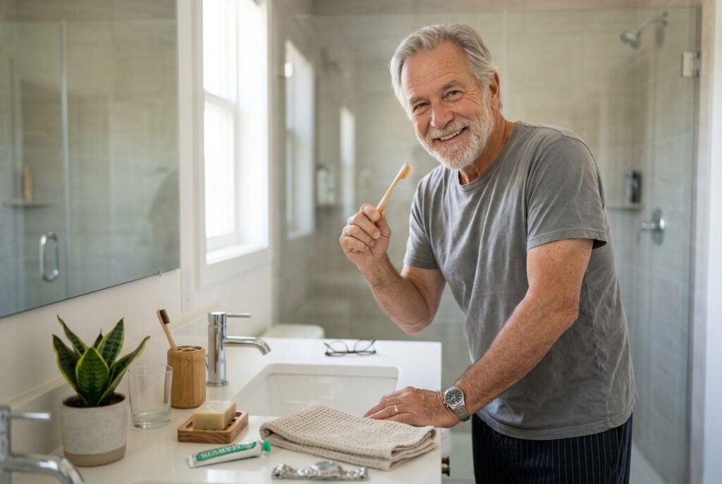 4. Bamboo Toothbrushes <p> Most people replace their toothbrush several times a year, which is exactly what dentists recommend. Unfortunately, that also means billions of plastic toothbrushes are thrown away every year.
Bamboo toothbrushes offer a straightforward solution. Instead of plastic handles, these brushes are made from bamboo, a fast growing plant that is both renewable and biodegradable. The brush head still contains bristles designed for effective cleaning, but the handle itself breaks down naturally over time.
In everyday use, a bamboo toothbrush feels almost identical to a regular one. There is no special technique required and no adjustment period. You brush your teeth the same way you always have.
For baby boomers who prefer practical solutions rather than complicated lifestyle changes, this is one of the easiest eco friendly swaps available. It takes about ten seconds to choose a bamboo toothbrush at the store, yet that small decision helps reduce plastic waste significantly over time. </p> :: Gemini